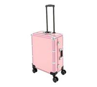 Mallette de maquillage à roulettes - Grande valise de maquillage avec 4 roulettes universelles et éclairage et miroir - Pour maquilleurs, coiffeurs, stylistes des ongles - Rose, Rose, Valise