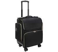 Mallette de maquillage à roulettes pivotantes à 360°, avec poche amovible, isolation thermique, grande mallette de maquillage, pour coiffeur, Noir , Trolley