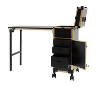 Mallette de maquillage avec 3 tiroirs et miroir de maquillage - 38,6 x 32 x 69,7 cm (pliée) - Avec 4 clés