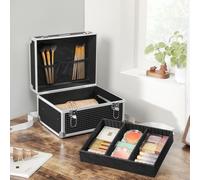 Mallette De Maquillage, Boîte À Cosmétique Verrouillable, Organisateur De Voyage, Pour Coiffeurs, Maquilleurs, Avec Plateau Amovible, Noir