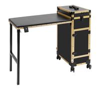 Mallette de maquillage pliable 5 en 1 avec miroir LED - Grande valise de beauté pour femme - Valise multifonction pour voyage, coiffeur, or, Moderne