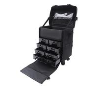 Mallette de maquillage professionnelle 2 en 1 à roulettes avec 8 tiroirs - Noir