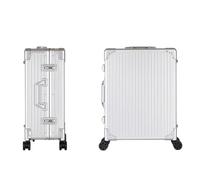 Mallette de maquillage professionnelle à roulettes - Organiseur cosmétique en aluminium durable pour artistes, station de coiffeuse mobile, Rayures argentées