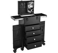 Mallette de maquillage professionnelle, avec 4 tiroirs et poignée de transport, charge maximale : 30 kg et 6 roulettes, pour salon, voyage et maison, 40 x 30 x 80 cm