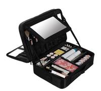 Mallette de maquillage professionnelle - Organiseur de cosmétiques à roulettes de 40 L avec séparateurs, étanche et portable pour maquilleurs, chariot de salon avec compartiment pour prise britannique