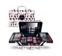 Mallette de maquillage XXXL - GLOSS - Design Rose et Noir - Ombres à Paupières - Brillants à Lèvres - Blush