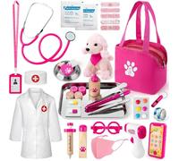 Mallette de médecin en Bois pour Enfants-Jouet vétérinaire-Mallette de Docteur avec Blouse de médecin-Véritablee-Cadeau de 3 Ans