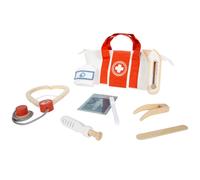 Small Foot Mallette de médecin Rouge, Set de Jeu 9 pièces, Enfants à partir de 3 Ans, 12760