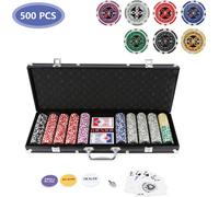 Mallette de poker Pokerset 500 jetons de poker Set de poker Jeu de poker Noir