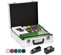 Mallette de poker - SPORTNOW - complet 500 jetons, boîtier en ABS, cartes à jouer, dés, dealer, tapis, clés