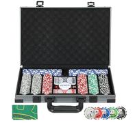 Mallette de poker SPORTNOW Set de poker, set complet de poker avec 400 jetons, 11,5 grammes, 2 jeux de cartes, 5 dés, compartiments intérieurs, disque de croupier, tapis de jeu, mallette en aluminium