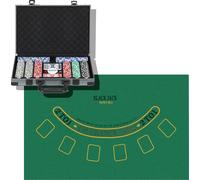 Mallette de poker SPORTNOW Set de poker, set complet de poker avec 400 jetons, 11,5 grammes, 2 jeux de cartes, 5 dés, disque de croupier, tapis de jeu, mallette en aluminium