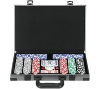 Mallette de Poker SPORTNOW Set de Poker, Set Complet de Poker avec 400 jetons, 11,5 grammes, 2 Jeux de Cartes, 5 dés, Compartiments intérieurs, Disque de Croupier, Tapis de Jeu, Mallette en Aluminium