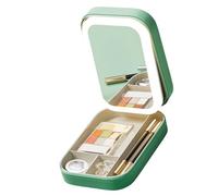 Mallette De Rangement De Bijoux Compacte, Organisateurs Élégants avec Lunettes LED pour Bagues Et Colliers, Kit De Voyage Essentiel