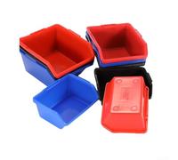 Mallette de rangement en plastique pour pièces en polyéthylène avec moulage par injection, adaptée pour les vis d'atelier, les outils, l'organisation et la classification du matériel (moyen-rouge)