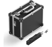 Mallette de rangement en PVC 32x23x16cm Cadre Aluminium Verrouillable avec 2 clés Bords renforcés pour Outils et DVD