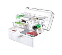 Mallette de rangement médicale - 23 x 19 x 33,5 cm, boîte de rangement à trois niveaux, conteneur à poignée portable, stockage de médicaments multifonctionnel | Organisateur fiable pour fournitures de