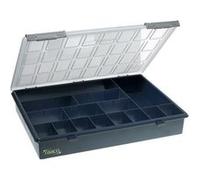 Raaco Mallette de rangement L338×P261×H57 mm 15 compartiments transparent bleu foncé