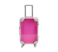 Mallette de rangement pour mini valises et jouets, mini valise transparente avec roues et poignée rétractable, organiseur pour accessoires de poupée, 7,5 x 3,5 x 12,5 cm, violet rouge