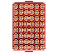 Mallette de rangement pour organisateur de piles, petit coffre-fort à piles, conteneur pour 48 piles AA, porte-piles de protection en plastique transparent pour voyage/maison/bureau (rouge, L)