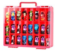 Mallette de rangement pour véhicules Hot Wheels Die-Cast - Coffret cadeau - Voiture jouet - Sac pour boîtes d'allumettes - Pour voitures Hotwheels - 48 compartiments - Rouge (boîte uniquement)
