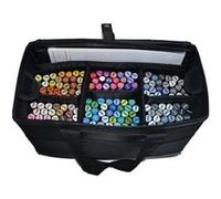 Graph’IT Mallette Vide en Tissu Noir pour 165 marqueurs ou feutres, Coutures renforcées, 6 Compartiments Amovibles + 1 Poche intérieure Format A4, Anse de Transport Amovible