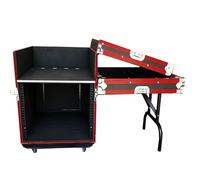 Mallette de route for équipement de sonorisation mobile 12U, armoire de studio à cadre ouvert, avec table de travail et 4 roues for le stockage des appareils audio de scène de mixage(A)