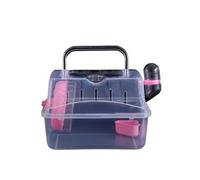 Mallette de transport compacte en plastique pour petit animal domestique avec poignée confortable Rose