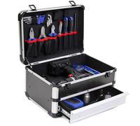 Mallette de Transport en Aluminium Type Tiroir Organisateur Boîte à Outils Multifonctionnelle en Métal Valise pour Électricien