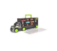 Dickie Toys Carry & Store Transporter - Camion Jouet de Rangement pour 28 Voitures Jouet avec 4 Voitures, Accessoires Inclus avec Rampe pour Enfants à partir de 3 Ans, Emballage Zerowaste