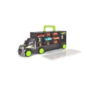 Dickie Toys Carry & Store Transporter - Camion Jouet de Rangement pour 28 Voitures Jouet avec 4 Voitures, Accessoires Inclus avec Rampe pour Enfants à partir de 3 Ans, Emballage Zerowaste