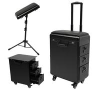 Mallette de voyage professionnelle pour maquillage et tatouage avec accoudoir, étui portable à 3 tiroirs, serrure à combinaison sécurisée et poignées pour artistes en déplacement, Metal Panel