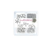 ScrapCooking - Décors Sucrés « Silver Mix » 63 g - Assortiment 4 Variétés : Argenté - Décorations Gâteaux, Cupcakes - Anniversaire Noël - 7530