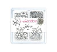ScrapCooking - Décors Sucrés « Silver Mix » 63 g - Assortiment 4 Variétés : Argenté - Décorations Gâteaux, Cupcakes - Anniversaire Noël - 7530