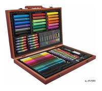 Malette Dessin Peinture Bois 77 Pièces