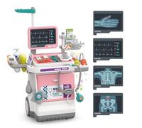 Mallette Docteur Enfant,Jouet Docteur avec Chariot 32Pièces Kit du Docteur Médicale Jouet avec Stéthoscope, Thermomètre, Seringue,Jeu d'imitation Cadeau pour Fille Garçon Enfant 3 4 5 6 7 Ans
