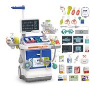 Mallette Docteur Enfant,Jouet Docteur avec Chariot 32Pièces Kit du Docteur Médicale Jouet avec Stéthoscope, Thermomètre, Seringue,Jeu d'imitation Cadeau pour Fille Garçon Enfant 3 4 5 6 7 Ans
