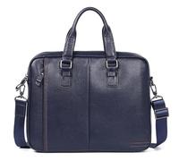 Mallette en cuir véritable pour ordinateur portable, sac de bureau pour hommes, porte-documents, grand sac à main en cuir de vache, bleu, Taille unique