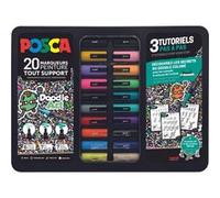 Mallette en métal 20 marqueurs Posca Doodle Art Noir Noir A