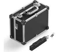 Mallette en PVC 32x23x16cm Verrouillable Bords renforcés Cadre en Aluminium Valise de rangement Outils DVD Box
