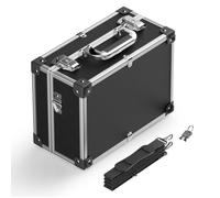 Mallette en PVC 32x23x16cm Verrouillable Bords renforcés Cadre en Aluminium Valise de rangement Outils DVD Box