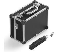 Mallette en PVC 32x23x16cm Verrouillable Bords Renforcés Cadre en Aluminium Valise de Rangement pour Outils DVD