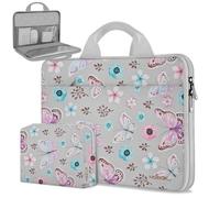 Mallette Fine pour Ordinateur Portable 13"-14" avec Petite Sacoche, pour MacBook Pro 14" M3 M2 M1 2024-2021, Tous les Modèles 13,3" MacBook Air/Pro, XPS 13/14, la Plupart des PC 13"-14",Papillon