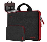 Mallette Fine pour Ordinateur Portable 13"-14" avec Petite Sacoche, pour MacBook Pro 14" M3 M2 M1 2024-2021, Tous les Modèles 13,3" MacBook Air/Pro, XPS 13/14, la Plupart des PC 13"-14",Noir rouge