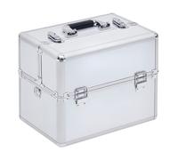 Mallette maquillage - HOMCOM - à 3 niveaux avec clés - 36 5 x 24 x 29 cm - argent