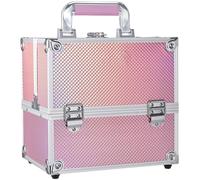Mallette Maquillage Makeup Case Vanity Maquillage Mallette Rangement y 4 Plateaux Mallette à Onglerie Malette Cosmétique Esthetiqué Coiffure Bijoux Boîte Beauty Case de Voyage pour Femmes, Rose Sirène