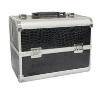 Mallette Maquillage Professionnelle Trousse Valise Coffret Rangement avec Compartiments Organisés Plateaux Superposés Extérieur Robuste Verrouillage, Crocodile Noir