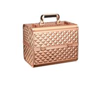 Mallette Maquillage Professionnelle Trousse Valise Coffret Rangement avec Compartiments Organisés Plateaux Superposés Extérieur Robuste Verrouillage, Tout Or Cube D Eau