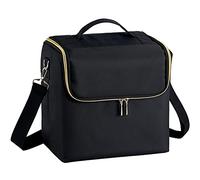 Mallette Maquillage Trousse Maquillage Sac Maquillage Mallette à Ongle Vanity Maquillage Mallette Rangement Femme Maquillage avec Bandoulière Beauty Case de Voyage Professionnel, modèle Pliable Noir