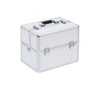 HOMCOM Mallette maquillage 3 niveaux verrouillable avec clés 36,5 x 24 x 29 cm Argent
